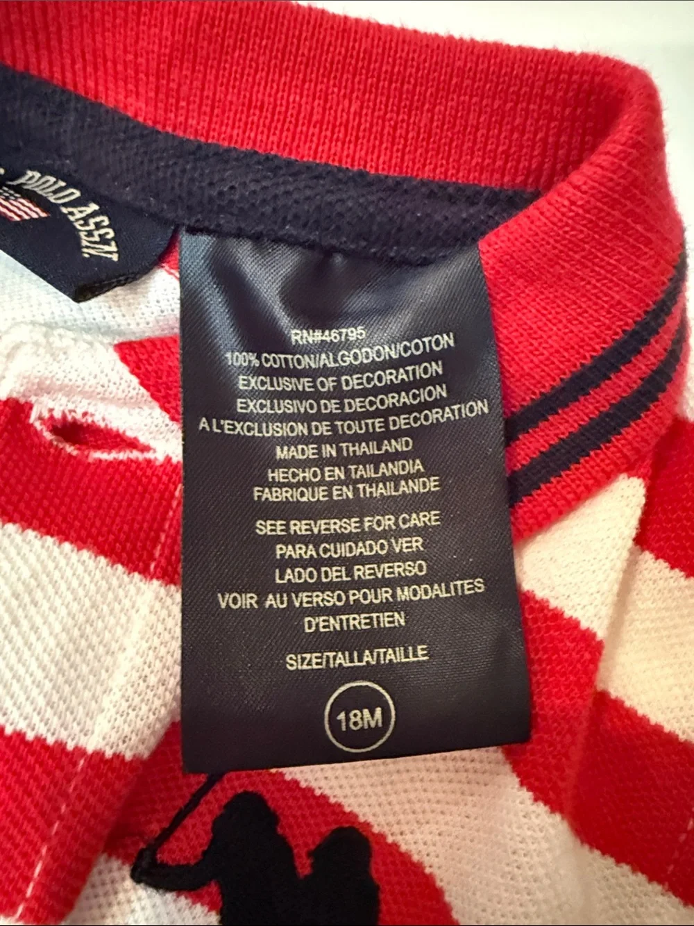 U.S. Polo Assn. Red & White Striped Polo Romper